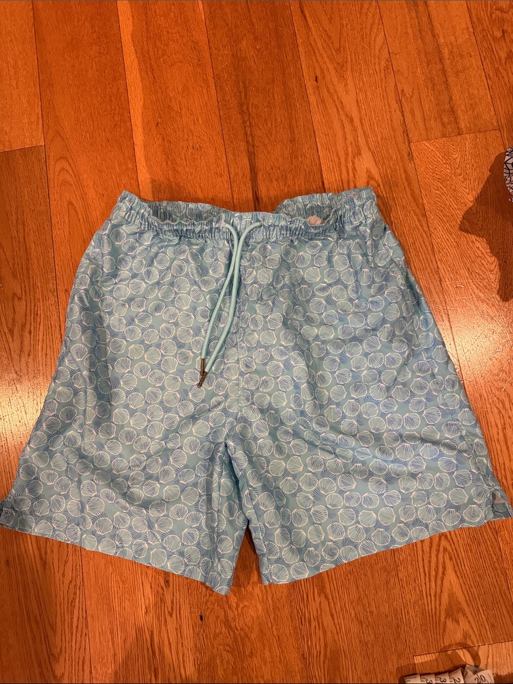 Medium Properly Tied Men's Light Blue Patterned Drawstring Shorts liner cut out